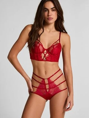 Hunkemöller Brazylijskie majtki z wysokim stanem i wycięciem Noeki Czerwony