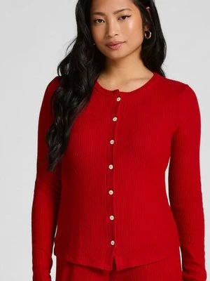 Hunkemöller CARDIGAN LS BRUSHED JERSEY RIB Czerwony