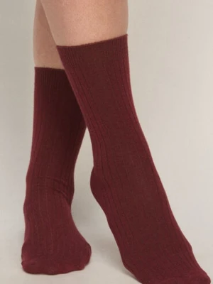 Hunkemöller Cashmere Blend Ribbed Socks Czerwony