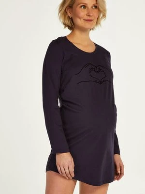 Hunkemöller Ciążowa koszula nocna z długim rękawem Niebieski