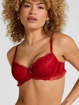 Hunkemöller Cordelie Biustonosz Usztywniony z Wkładkami - Romantyczna Koronka Czerwony