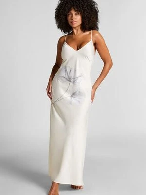 Hunkemöller Długa  satynowa halka Floral Biały