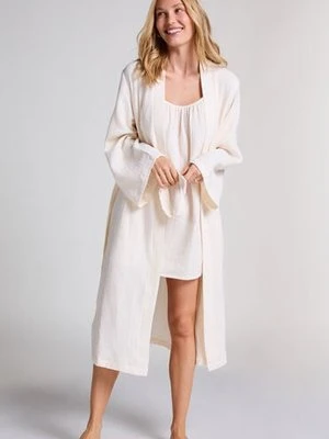 Hunkemöller Długi muślinowy szlafrok Biały
