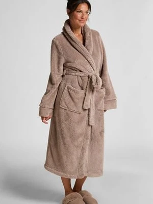 Hunkemöller Długi szlafrok z polaru Beżowy