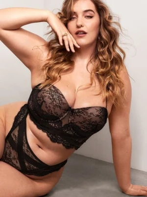 Hunkemöller Długi usztywniony biustonosz z fiszbinami bez ramiączek Bellatrix Czarny