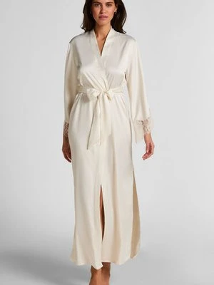 Hunkemöller Długie satynowe kimono Valerie Biały