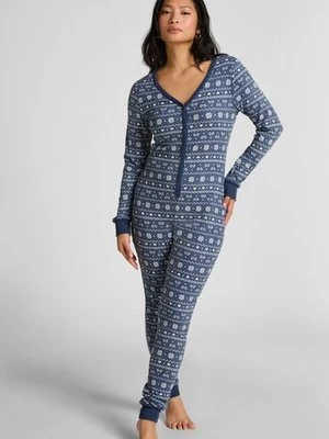 Hunkemöller Dżersejowe onesie Fairisle Niebieski