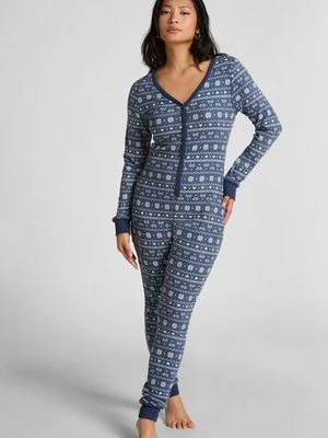 Hunkemöller Dżersejowe onesie Fairisle Niebieski