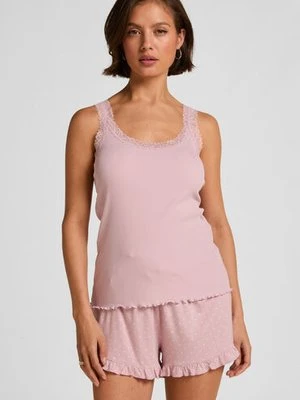 Hunkemöller Dżersejowe szorty z falbanką Różowy
