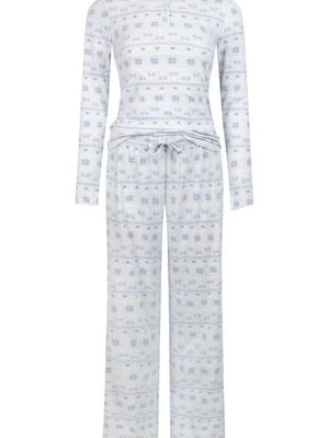 Hunkemöller Dżersejowy zestaw piżamowy Fairisle Niebieski