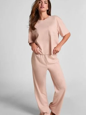 Hunkemöller Dżersejowy zestaw piżamowy Różowy