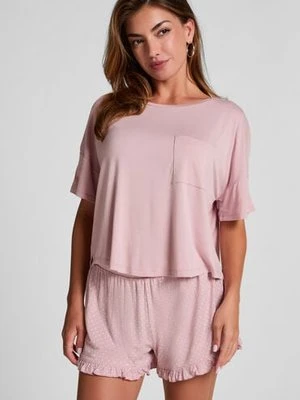 Hunkemöller Dżersejowy zestaw piżamowy Różowy