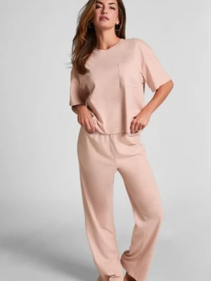 Hunkemöller Dżersejowy zestaw piżamowy Różowy