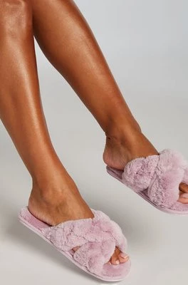 Hunkemöller Fake Fur Sliders Fioletowy