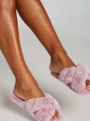 Hunkemöller Fake Fur Sliders Fioletowy