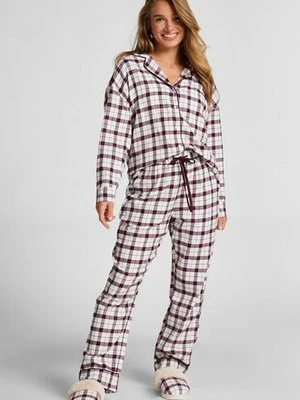 Hunkemöller Flanelowe spodnie od piżamy Biały