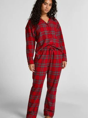 Hunkemöller Flanelowe spodnie od piżamy Czerwony