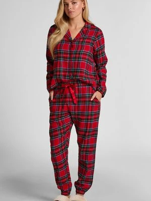 Hunkemöller Flanelowe spodnie od piżamy Czerwony