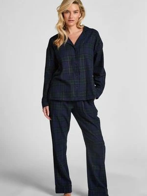 Hunkemöller Flanelowe spodnie od piżamy Niebieski