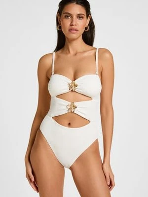 Hunkemöller Góra od Bikini Bandeau Crinkle Biały