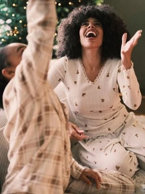 Hunkemöller Góra od piżamy z długim rękawem Pointelle Biały