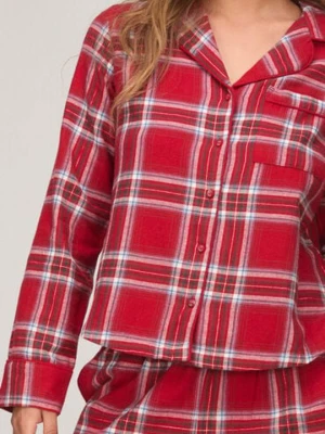 Hunkemöller górna część piżamy Flanela Czerwony