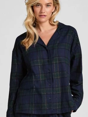 Hunkemöller górna część piżamy Flanela Niebieski