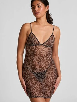 Hunkemöller Halka z siateczki w panterkę Czarny