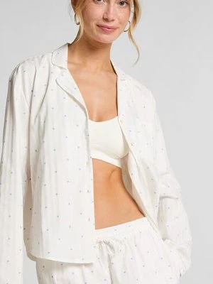 Hunkemöller Jacquardowa Piżamowa Bluzka z Długim Rękawem Niebieski