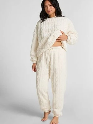 Hunkemöller Joggery z polaru ze wzorem warkoczy Biały