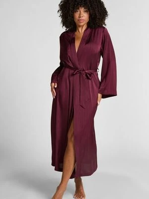 Hunkemöller Kimono satynowe w prążki Fioletowy