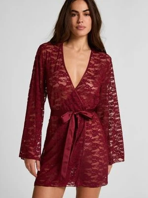 Hunkemöller Kimono w całości wykonane z koronki Czerwony