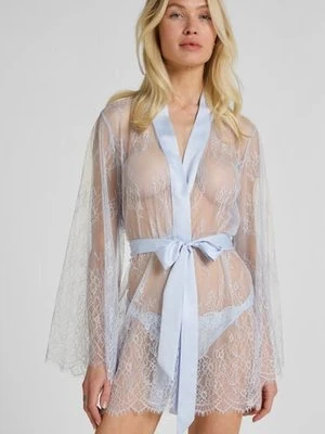 Hunkemöller Kimono z Koronki – Allover Lace Niebieski