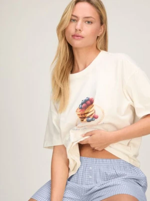 Hunkemöller Komplet Piżamowy z Szortami i T-shirtem Biały