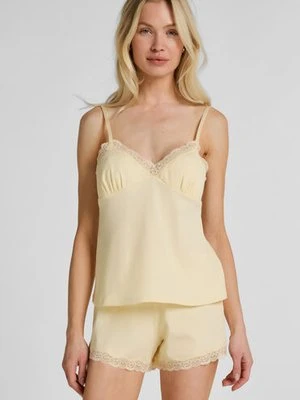 Hunkemöller Komplet Piżamy Jersey Koronka Żółty
