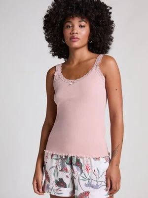 Hunkemöller Komplet piżamy prążkowany z koronką Różowy