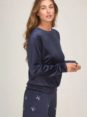 Hunkemöller Komplet Piżamy Welurowy Niebieski