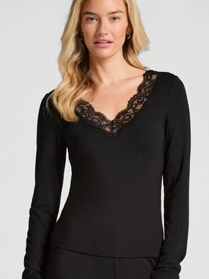 Hunkemöller Koronkowa piżama z długim rękawem Czarny