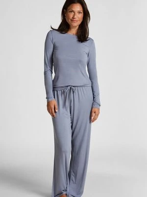 Hunkemöller Koronkowa piżama z długim rękawem Niebieski