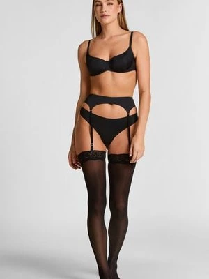 Hunkemöller Koronkowe pończochy 30 DEN zapobiegające oczkom Czarny