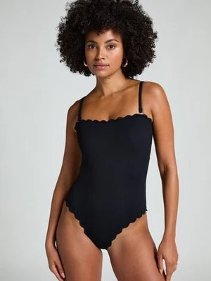 Hunkemöller Kostium kąpielowy Bandeau Scallop Czarny