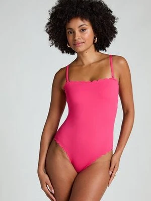 Hunkemöller Kostium kąpielowy Bandeau Scallop Różowy