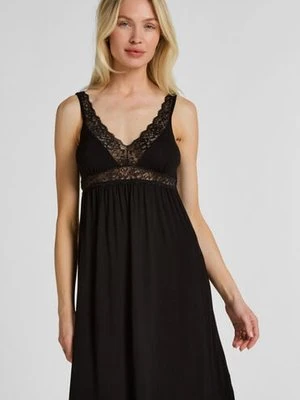Hunkemöller Koszulka Nocna z Dżerseju z Koronką Czarny