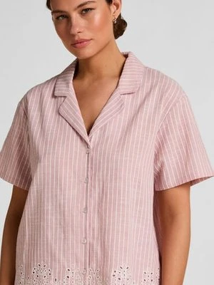 Hunkemöller Koszulka od Piżamy w Paski z Bawełny Różowy