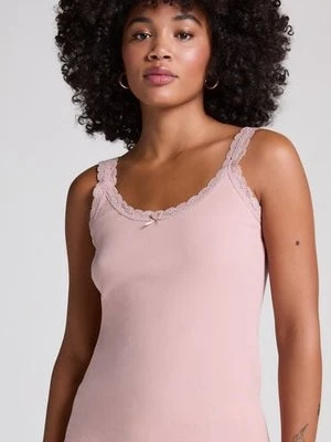 Hunkemöller Koszulka Rib Lace Różowy