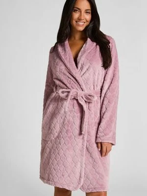 Hunkemöller Krótki szlafrok flanelowy Fioletowy