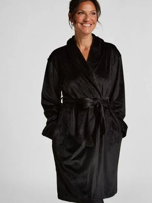 Hunkemöller Krótki szlafrok welurowy Czarny