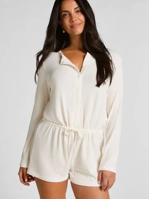 Hunkemöller Krótkie onesie z dżerseju w prążki Biały