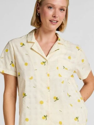 Hunkemöller Kurtka Piżamowa Cytrynowa Biały