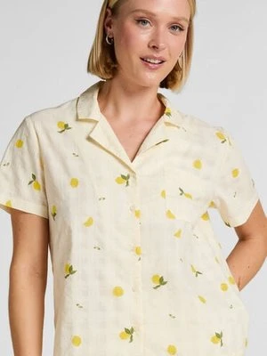 Hunkemöller Kurtka Piżamowa Cytrynowa Biały